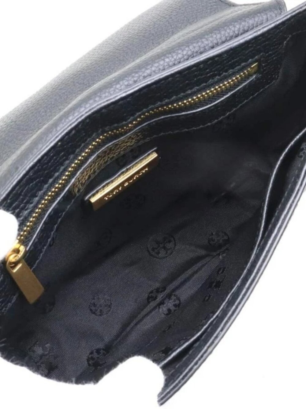 Auth Tory Burch Chain Shoulder Bag Black/Gold Leather/Metal - Picture 13 of 15